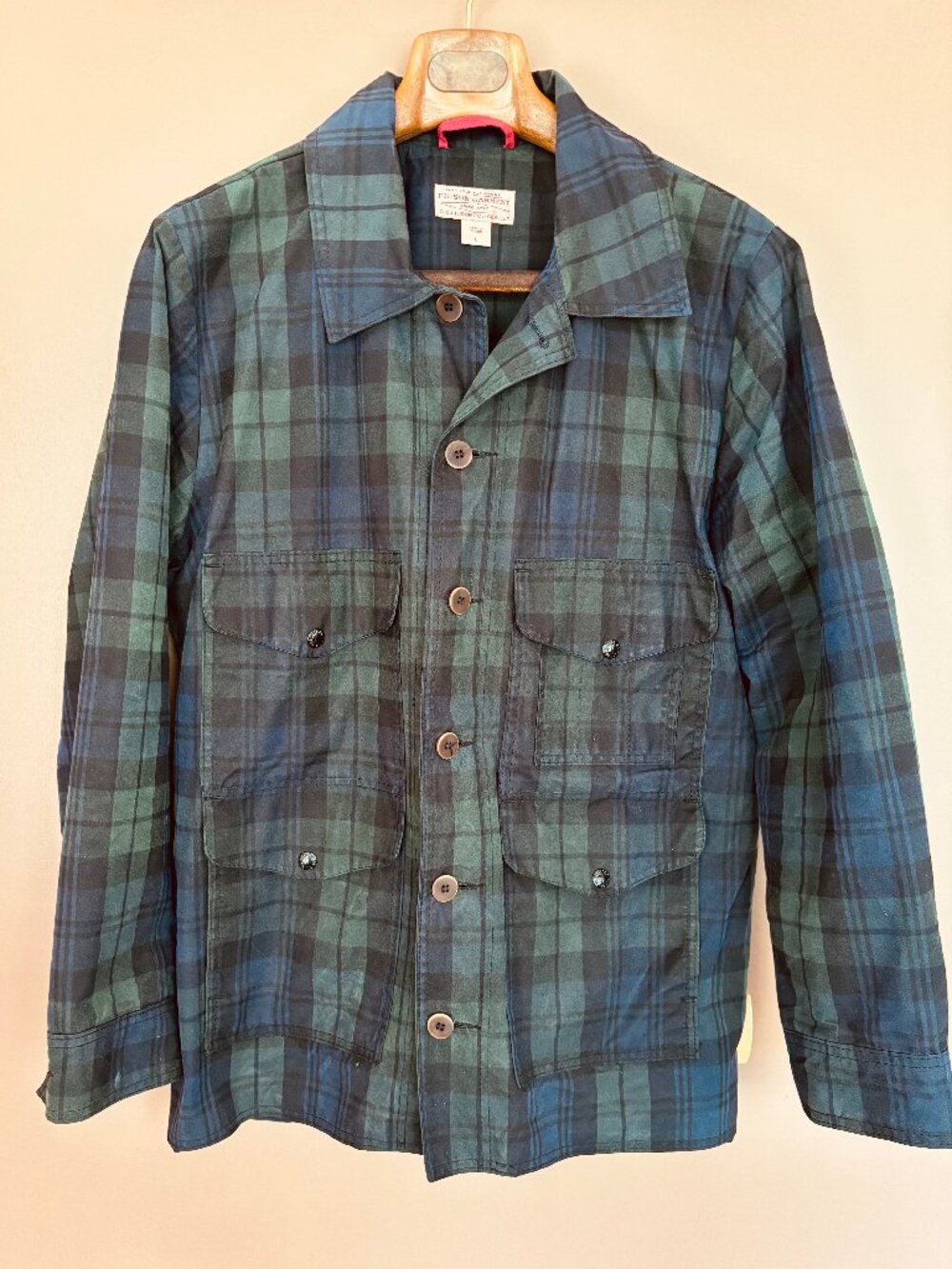 Filson Guide Work Jacket. Size Large. Blackwatch oilcloth tartan.